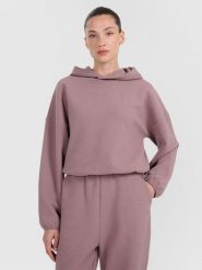 4F Bluza dresowa z waflowej dzianiny damska - brązowa XXL. Brązowe bluzy sportowe damskie 4f, xxl, bez wzorów, z dresówki, bez kaptura. Za 179.99 zł.