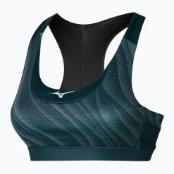 Biustonosz treningowy Mizuno Alpha Padded. Zielone biustonosze Mizuno, bez wzorów, z elastanu. Za 129.99 zł.