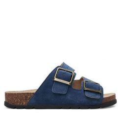 Klapki Panto Fino. Niebieskie klapki damskie Panto Fino, bez wzorów, bez obcasa. Za 149.99 zł.