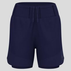 Spodenki damskie Odlo X-ALP TRAIL 5 INCH 2-in-1 short. Niebieskie szorty sportowe damskie Odlo, bez wzorów, sportowe, do biegania. W wyprzedaży za 359.99 zł.
