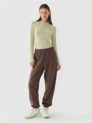 4F Spodnie dresowe joggery oversize damskie - brązowe XL. Brązowe spodnie dresowe damskie 4f, s, bez wzorów, z bawełny. W wyprzedaży za 79.99 zł.