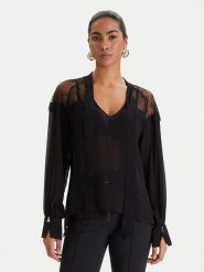 Patrizia Pepe Bluzka 8C0859/A692-K103 Czarny Regular Fit. Czarne bluzki damskie Patrizia Pepe, bez wzorów, z wiskozy, bez kołnierzyka, bez ramiączek. Za 1,159.00 zł.