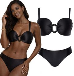 Strój kąpielowy damski kostium dwuczęściowy plażowy do rekreacji Self Lustre 2. Czarne bikini damskie SELF HEAT, s, z aplikacjami. Za 231.98 zł.
