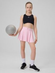 4F Spódniczka sportowa szybkoschnąca dziewczęca - różowa 122/128 (6-8 lat). Czerwone spódniczki dla dziewczynek 4f, bez wzorów, z dzianiny, sportowe, bez ramiączek. Za 69.99 zł.