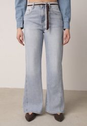 Niebieskie Bawełniane Jeansy o Szerokim Kroju z Paskiem Typu Sznurek Arfiera. Niebieskie jeansy damskie Born2be, z podwyższonym stanem. Za 139.99 zł.