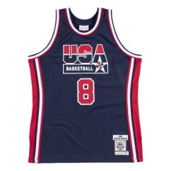 Autentyczny strój Team USA Scottie Pippen. Niebieskie koszulki sportowe męskie Mitchell & Ness, bez wzorów, z jersey, bez kołnierzyka, bez ramiączek, do koszykówki. Za 1,154.50 zł.