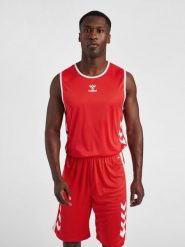 Koszulki do koszykówki Hummel hmlcore xk. Czerwone koszulki sportowe damskie Hummel, s, bez wzorów, z materiału, bez kołnierzyka, bez ramiączek, na fitness i siłownię. Za 176.50 zł.
