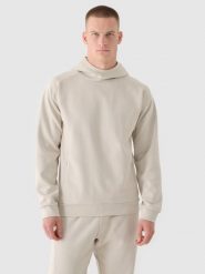 4F Bluza dresowa nierozpinana z kapturem męska - beżowa XL. Brązowe bluzy męskie 4f, m, bez wzorów, z bawełny, z kapturem. W wyprzedaży za 99.99 zł.