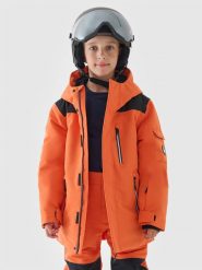 4F Kurtka snowboardowa membrana 8000 chłopięca - pomarańczowa 140 (9-10 lat). Brązowe kurtki i płaszcze dla chłopców 4f, na zimę, bez wzorów, z dzianiny, klasyczne, z kapturem. W wyprzedaży za 199.99 zł.