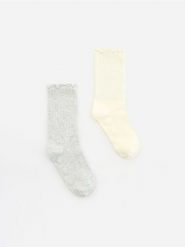Skarpetki z bawełną 2 pack - wielobarwny. Skarpety damskie Reserved, bez wzorów, z bawełny. Za 49.99 zł.