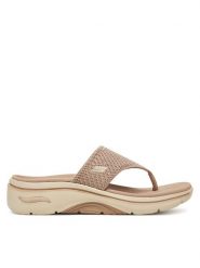 Skechers Japonki Go Walk Arch Fit 2.0 Sandal-Carrie 140861/TPE Beżowy. Brązowe klapki damskie Skechers, bez wzorów, z materiału, bez obcasa. Za 289.99 zł.