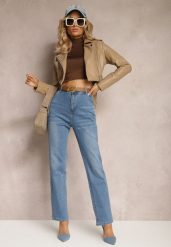 Niebieskie Jeansy Regular Push-Up z Paskiem z Klamrą Rosavita. Niebieskie jeansy damskie Renee. Za 89.99 zł.