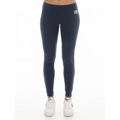 Legginsy na co dzień na siłownię. Niebieskie legginsy damskie LEONE 1947 APPAREL, bez wzorów, z bawełny, na fitness i siłownię. W wyprzedaży za 82.10 zł.