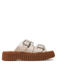 Clarks Klapki Torhill Slide 26176430 Beżowy. Brązowe klapki damskie Clarks, bez wzorów, ze skóry, bez obcasa. W wyprzedaży za 399.99 zł.