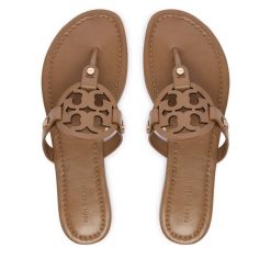 Japonki Tory Burch. Brązowe klapki damskie Tory Burch, bez wzorów, bez obcasa. Za 1,119.00 zł.