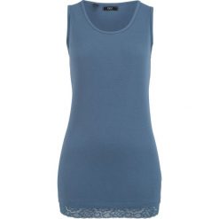 Top bawełniany w prążek, z koronką bonprix indygo. Topy damskie marki bonprix. Za 24.99 zł.