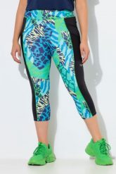 Damskie Legginsy capri wzór zwierzęcy elastyczny pas z recyklingu. Zielone legginsy damskie Ulla Popken, plus size, bez wzorów, z elastanu, na fitness i siłownię. Za 239.99 zł.