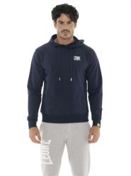 Męska bluza z kapturem z małym logo. Niebieskie bluzy męskie LEONE 1947 APPAREL, m, bez wzorów, z kapturem. Za 324.17 zł.
