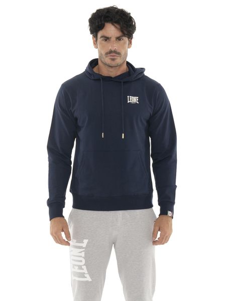 Męska bluza z kapturem z małym logo. Czarne bluzy męskie LEONE 1947 APPAREL, m, bez wzorów, z kapturem, na fitness i siłownię. Za 189.41 zł.