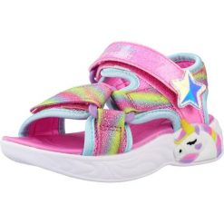Sandały SKECHERS UNICORN DREAMS SANDAL- DREAMY Rose. Czerwone sandały damskie Skechers, bez wzorów, z materiału, bez obcasa, bez zapięcia. Za 179.99 zł.