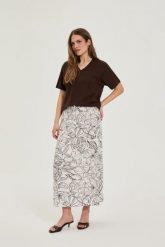 Spódnica w kwiaty biała. Białe spódnice damskie MOODO, l, bez wzorów, z bawełny. Za 119.99 zł.