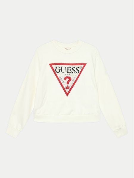 Guess Bluza J4YQ22 KA6R3 Écru Regular Fit. Bluzy dla dziewczynek Guess, z aplikacjami, z bawełny, bez ramiączek, bez kaptura. Za 99.99 zł.