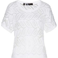 Sweter ażurowy bonprix biały. Swetry damskie bonprix, z dzianiny. Za 44.99 zł.