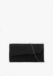 Czarna Brokatowa Torebka Kopertówka na Odpinanym Łańcuszku Norida. Czarne kopertówki damskie Renee, bez wzorów, z jeansu, eleganckie, bez dodatków. Za 59.99 zł.