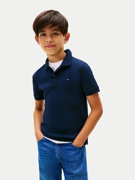 Tommy Hilfiger Polo Essential KB0KB10007 Granatowy Regular Fit. Niebieskie t-shirty dla chłopców Tommy Hilfiger, bez wzorów, z bawełny, bez ramiączek. Za 198.99 zł.