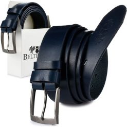 Beltimore Beltimore skórzany licowy pasek męski granatowy premium E15. Niebieskie paski damskie Beltimore, bez wzorów. Za 60.49 zł.