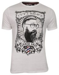 Biały Barberowy Bawełniany T-Shirt Męski -Brave Soul- Koszulka, Krótki Rękaw, Brodacz, Fryzjer. Białe t-shirty męskie Brave Soul, na lato, m, bez wzorów, z bawełny, casualowe, bez kołnierzyka. Za 69.00 zł.