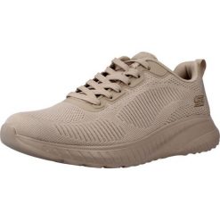 Buty SKECHERS BOBS SQUAD Nago. Brązowe obuwie sportowe damskie Skechers, bez wzorów, z materiału, do biegania. Za 249.99 zł.
