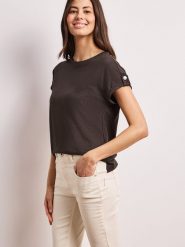 Street One Koszulka Kobiety Bawełna brązowy, 36. Brązowe t-shirty damskie Street One, bez wzorów, z bawełny, eleganckie, bez kołnierzyka. Za 119.95 zł.