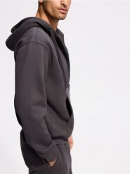 Gładka bluza z bawełną - ciemnoszary. Szare bluzy męskie Reserved, l, bez wzorów, z bawełny, bez kaptura. Za 129.99 zł.