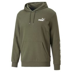 Sweatshirt z kapturem Puma Essential. Zielone bluzy męskie Puma, bez wzorów, z kapturem. W wyprzedaży za 195.05 zł.