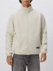 Polarowa bluza ze stójką - złamana biel. Bluzy męskie Reserved, l, bez wzorów, z dzianiny, bez kaptura. Za 139.99 zł.