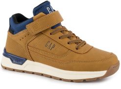 Dziecięce buty sneakersy sportowe wysokie chłopięce brązowe dla chłopca na rzep. Brązowe trampki i tenisówki chłopięce GAP, bez wzorów, eleganckie, za kostkę, bez zapięcia. Za 179.00 zł.