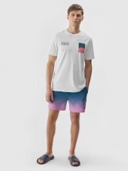 4F T-shirt z nadrukiem męski - biały 3XL. Białe koszulki sportowe męskie 4f, m, z aplikacjami, z bawełny, klasyczne, bez kołnierzyka. W wyprzedaży za 39.99 zł.