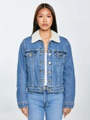 Kurtka damska jeansowa z kożuszkiem niebieska Aspen 485. Niebieskie płaszcze damskie Big Star, l, bez wzorów, z denimu, eleganckie, bez kaptura. Za 439.99 zł.