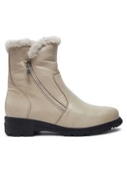 Caprice Botki 9-26409-41 Écru. Białe botki damskie Caprice, ze skóry, bez obcasa, na płaskiej podeszwie, bez zapięcia. Za 569.99 zł.