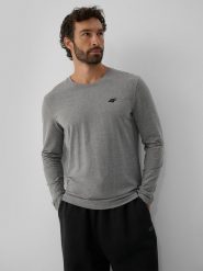 4F Longsleeve slim gładki męski - szary S. Szare koszulki sportowe męskie 4f, m, bez wzorów, z bawełny, bez kołnierzyka, bez ramiączek. Za 69.99 zł.