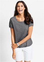Shirt z czystej bawełny. Czarne t-shirty damskie bonprix, bez wzorów, z bawełny, bez kołnierzyka. Za 44.99 zł.