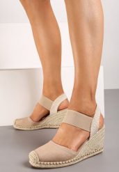 Beżowe Sandały Espadryle na Plecionym Koturnie Batulia. Brązowe sandały damskie Renee, bez zapięcia. Za 84.99 zł.