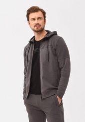 Bluza z kapturem B-KAMP. Szare bluzy męskie Volcano, m, bez wzorów, z bawełny, z kapturem. Za 169.99 zł.