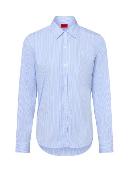HUGO bluzka koszulowa - Essential Kobiety niebieski, 42. Niebieskie bluzki damskie Hugo, bez wzorów, z bawełny, eleganckie, bez kołnierzyka, bez ramiączek. Za 329.95 zł.
