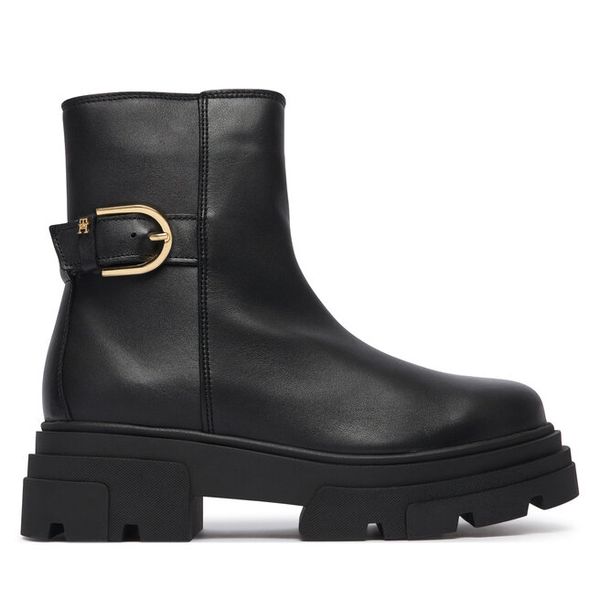 Botki Tommy Hilfiger. Czarne botki damskie Tommy Hilfiger, bez obcasa, na płaskiej podeszwie, bez zapięcia. Za 749.99 zł.