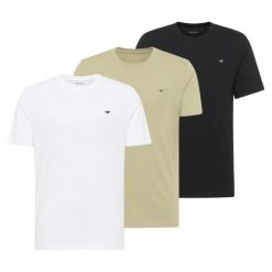 3-Pak T-Shirt Mustang Style Alex Czarny Oliwkowy Biały. Białe t-shirty męskie Mustang, uniwersalny, bez wzorów, bez kołnierzyka. Za 149.99 zł.