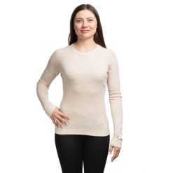 Koszulka termoaktywna damska Classic Thermal Merino Base Layer Crew W. Brązowe koszulki sportowe damskie Smartwool, xs, bez wzorów, z dzianiny, bez kołnierzyka, bez ramiączek, trekkingowe. Za 539.99 zł.
