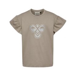 Koszulka z falbankami dla dziewczyny Hummel BIG BEE. Szare bluzki dla dziewczynek Hummel, bez wzorów, bez kołnierzyka, bez ramiączek. Za 179.50 zł.