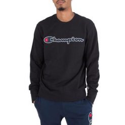 Bluza trekking męska. Czarne bluzy męskie Champion, m, z aplikacjami, z bawełny, bez kaptura. Za 199.00 zł.